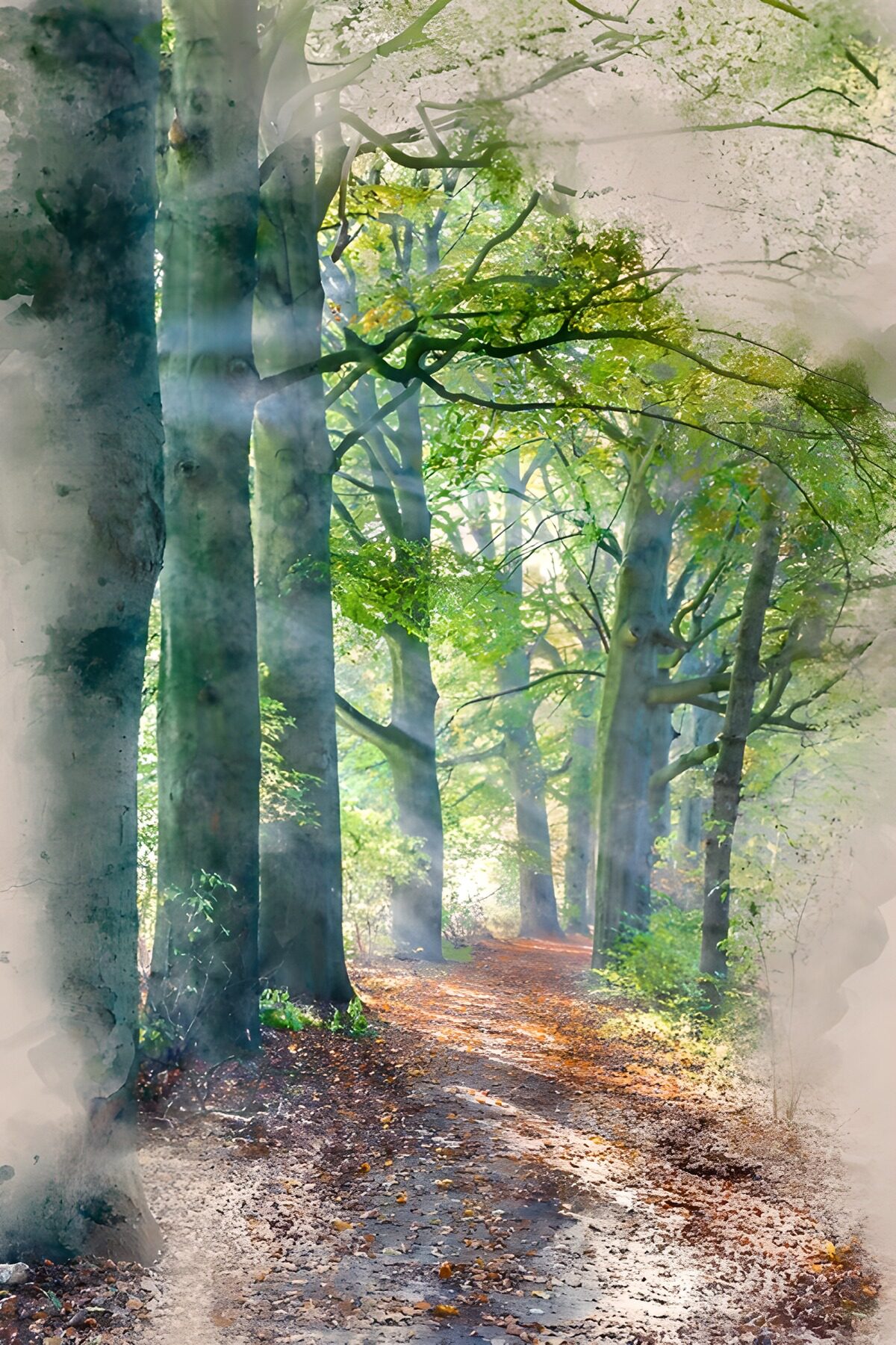 PDGIT4802393: Tra gli alberi, la luce trova un sentiero