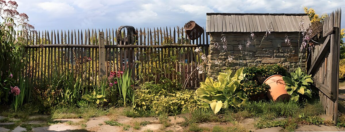 PDGIT5433969: Giardino rigoglioso tra fiori e staccionata