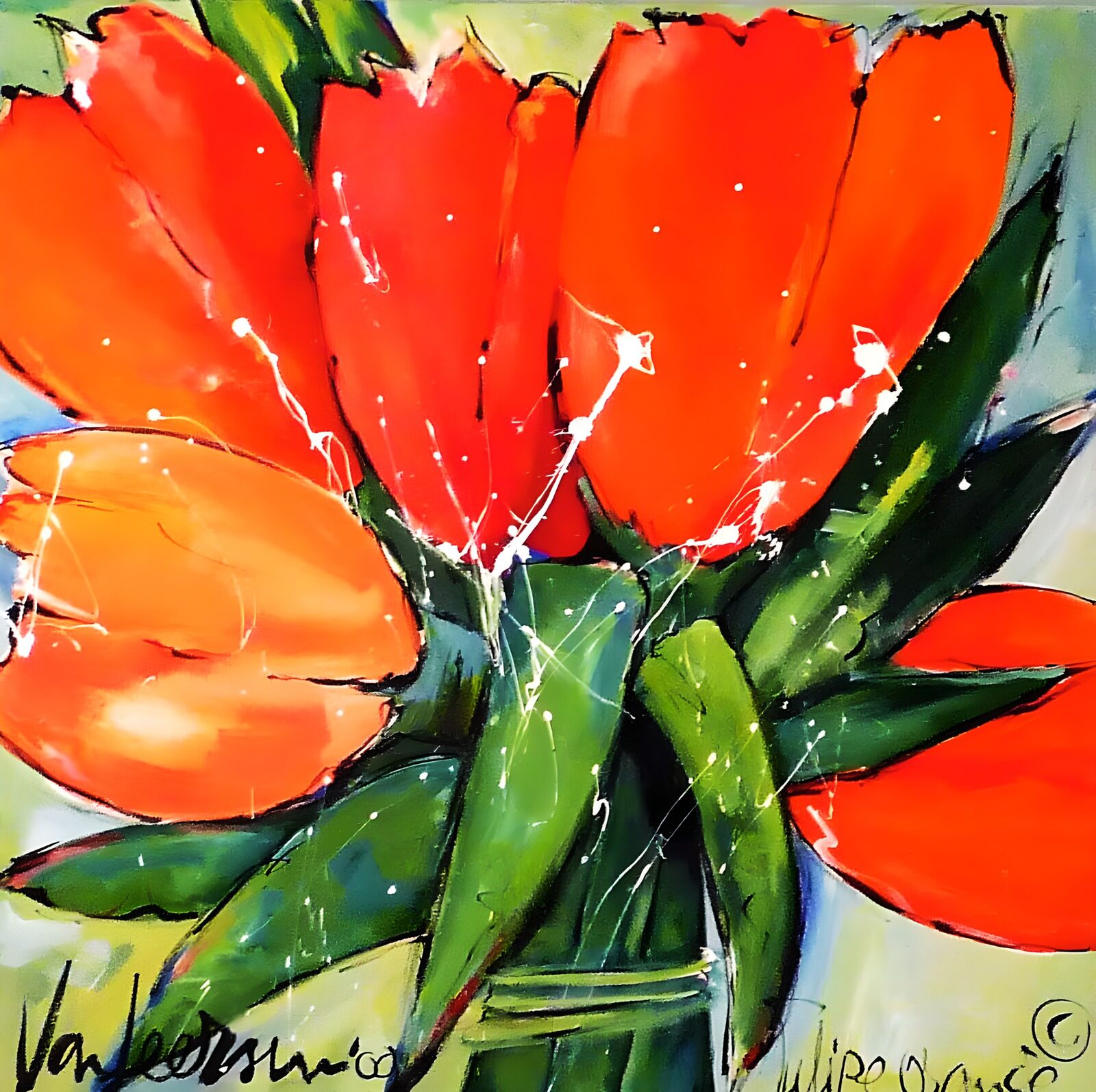 PDGIT5424995: Tulipani rossi e arancioni, a tinte forti