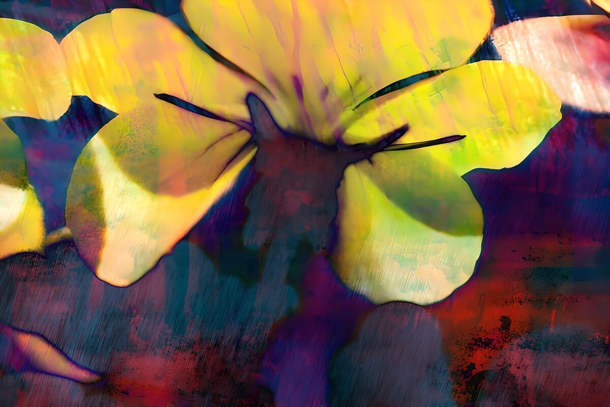 Fiore giallo su sfondo astratto