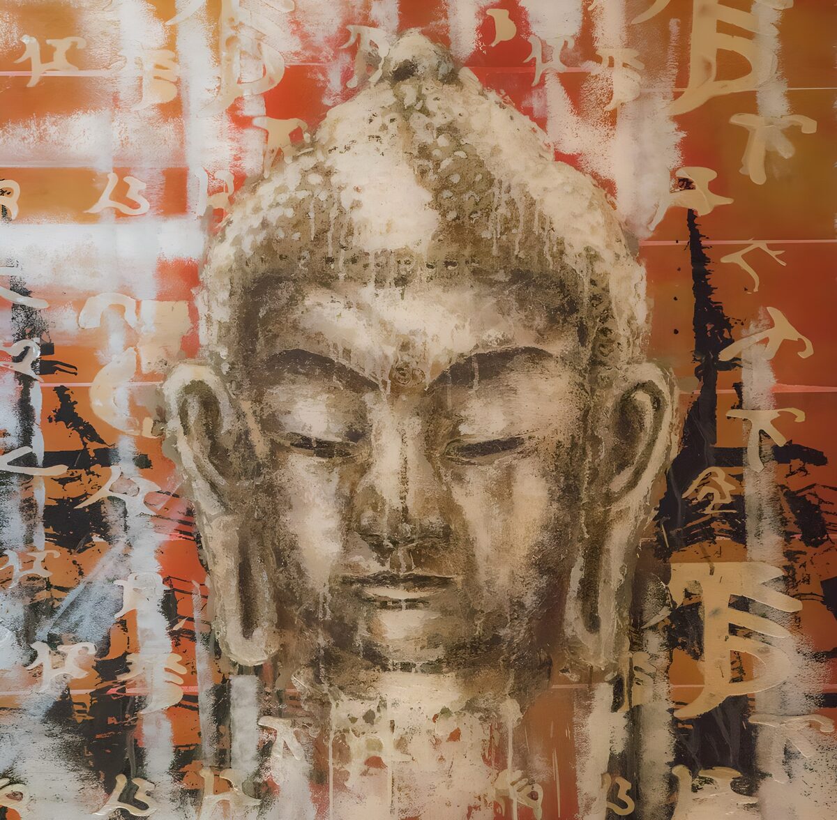 PDGIT6299257: Volto di Buddha tra ocra e ruggine
