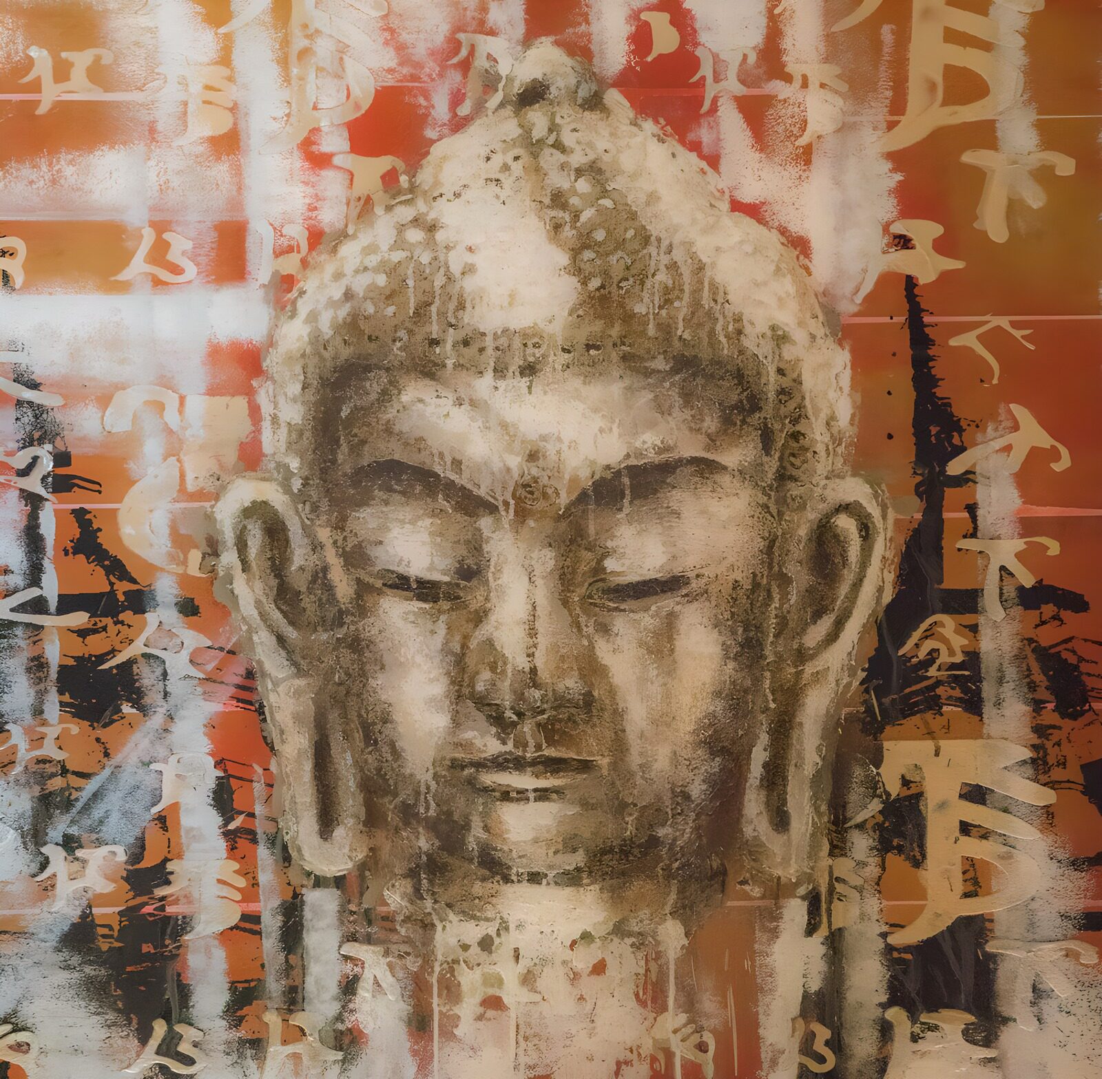 PDGIT6299257: Volto di Buddha tra ocra e ruggine