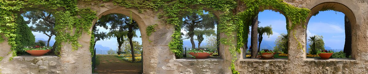PDGIT1227597: Archi di pietra tra verde e mare