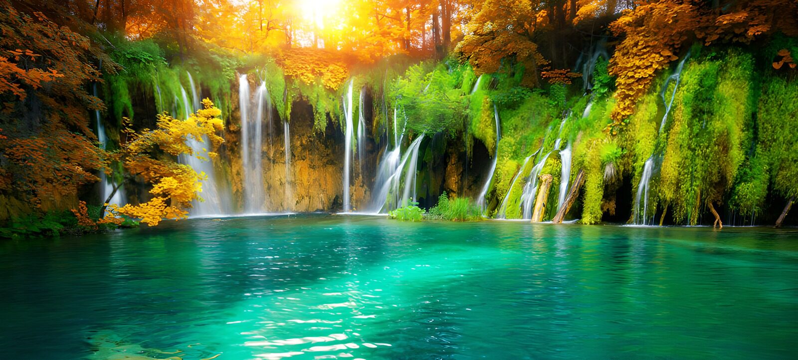 PDGIT4247267: Cascate e acqua turchese nel bosco