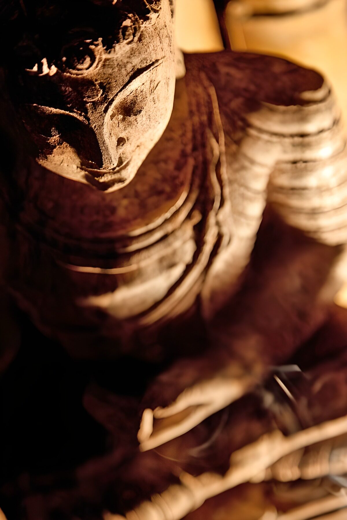 PDGIT9162003: Buddha in primo piano tra oro e ombra