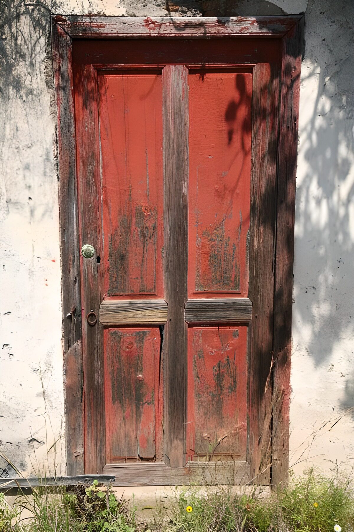 PDGIT2686735: Porta rossa segnata dal tempo