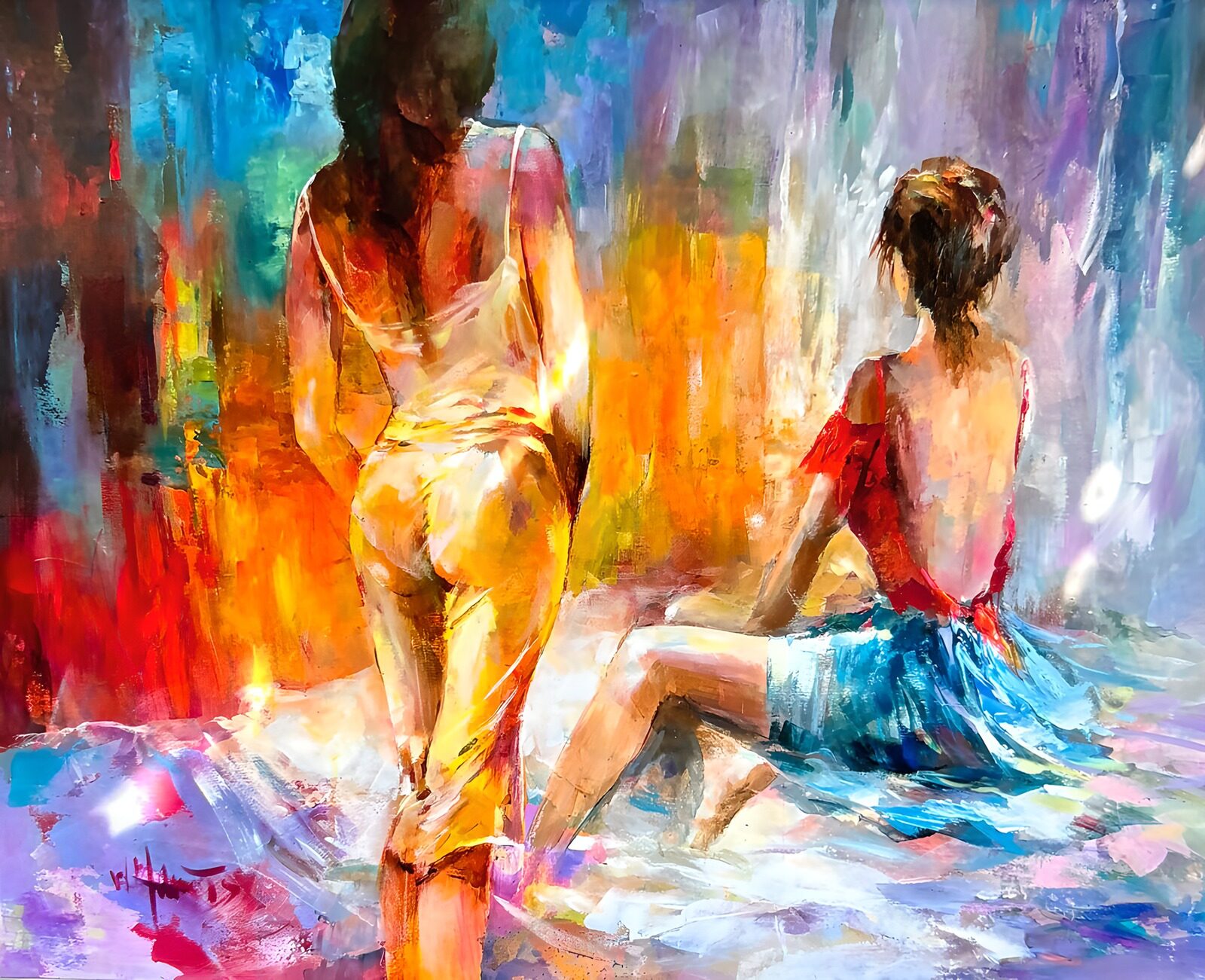 PDGIT7173800: Due donne di spalle tra colori accesi
