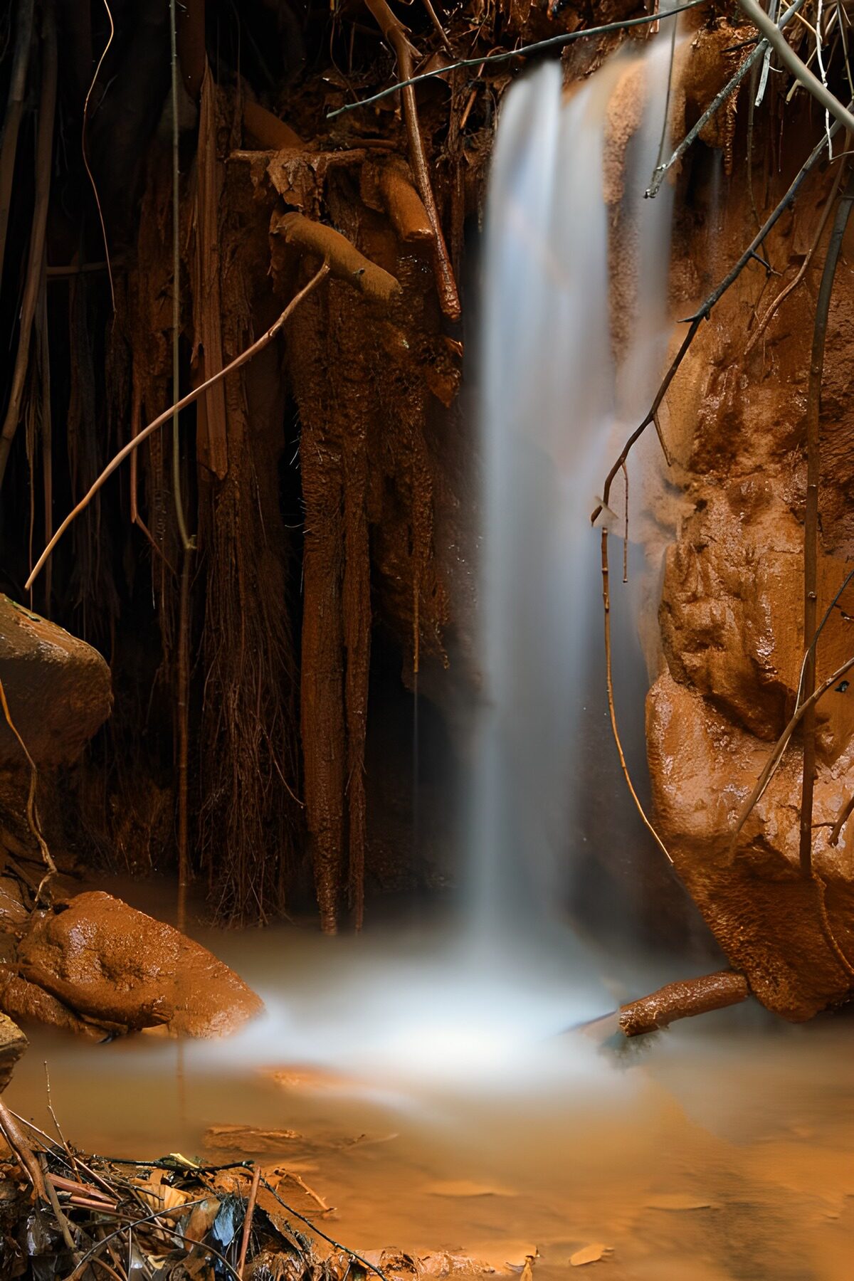 PDGIT9102959: Cascata tra rocce color ruggine