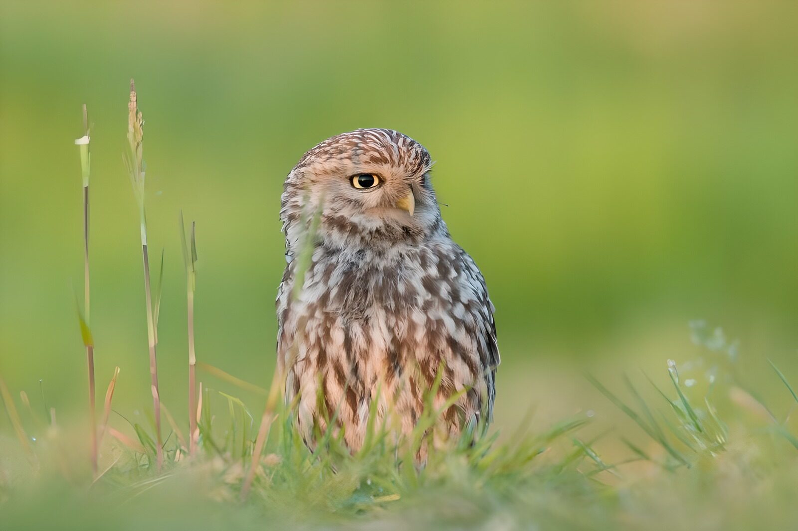 PDGIT2829896: Civetta tra l’erba, sguardo vigile