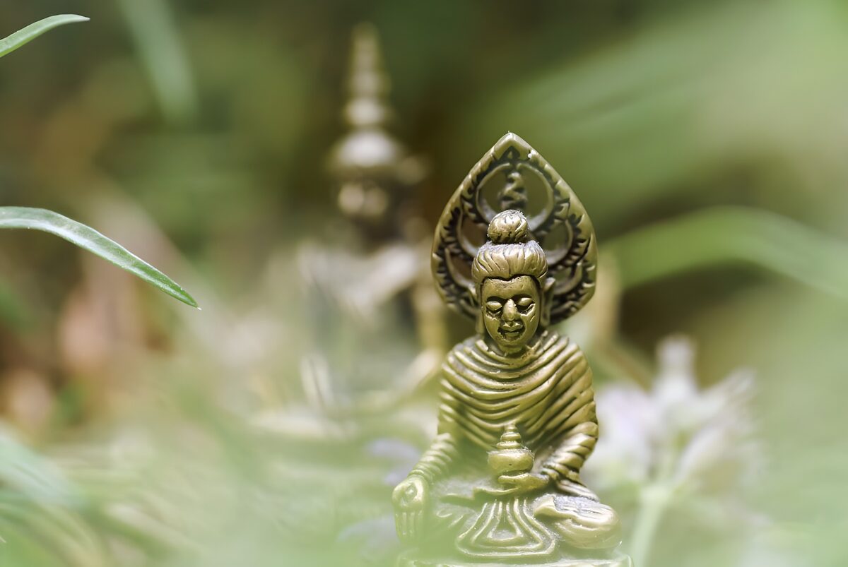 PDGIT2689150: Buddha dorato tra le foglie
