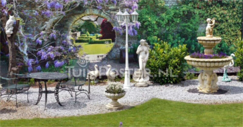 Veduta in prospettiva che abbellisce il giardino